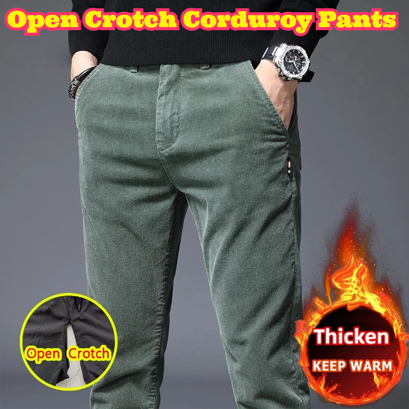 Corduroy Pant Warm - Herren Cordhose mit offenem Schritt, Fleece-gefüttert,