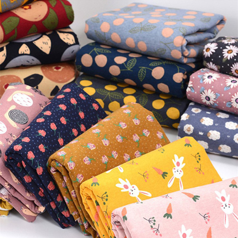Flannel Shirt Lined - Halber Meter Baby-Flanellstoff mit Cartoon-Blumendruck, 100